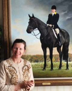 Fine art self-portrait with her horse Conrad